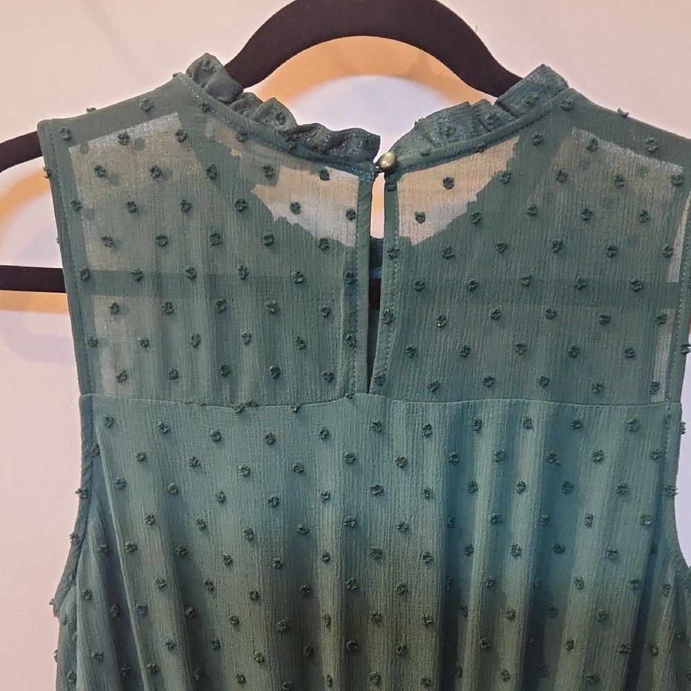 Womens Monteau Green Smocked Smocked Waist Midi Sundress Size Large - Picture 7 of 8